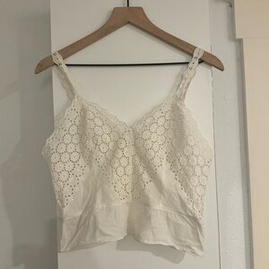 Antique White Cotton Eyelet Lace with Eyelet Strap Detail